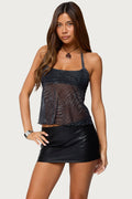 Tiger Printed Mesh Babydoll Top