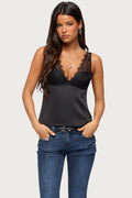 Vikkey Lacey Satin Effect Tank Top