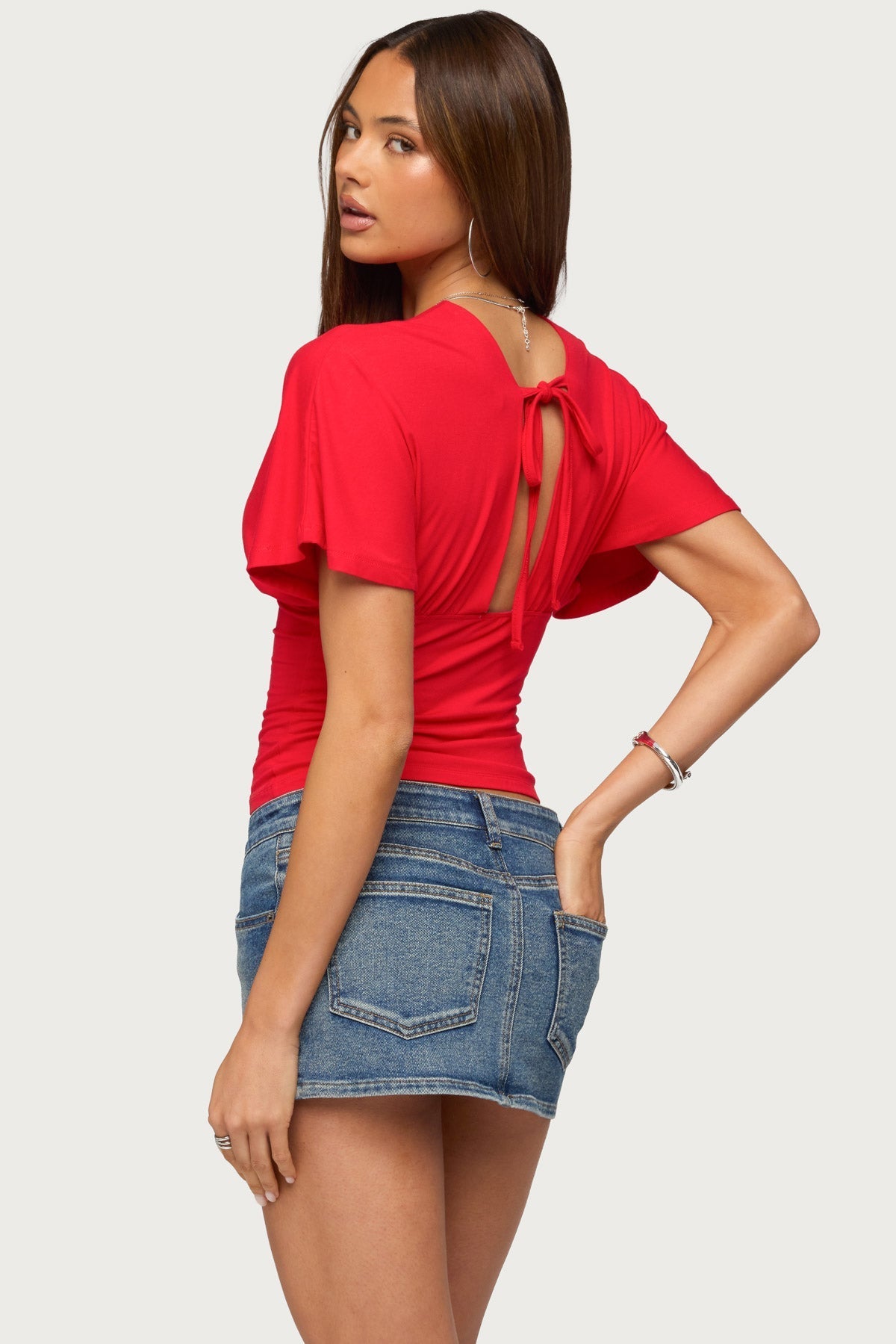 Betee Flutter Plunge Neck Top