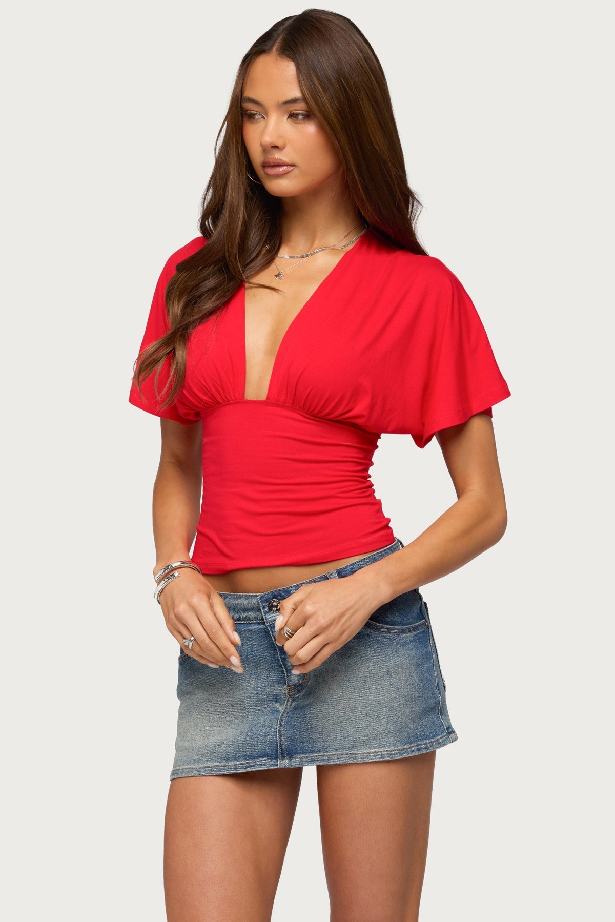 Betee Flutter Plunge Neck Top