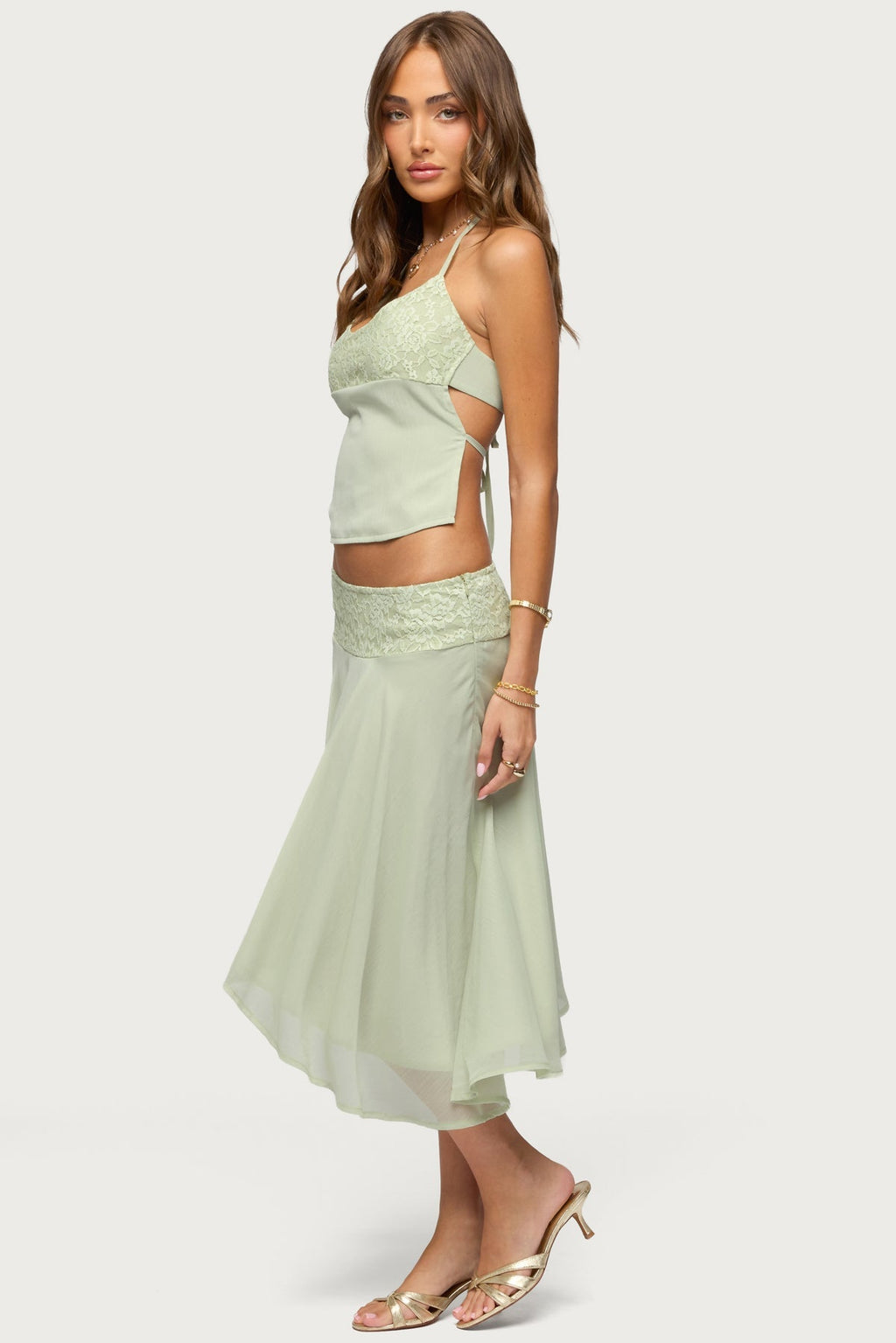 Evia Lacey Asymmetric Midi Skirt