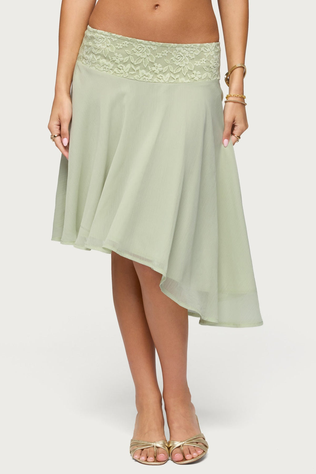 Evia Lacey Asymmetric Midi Skirt