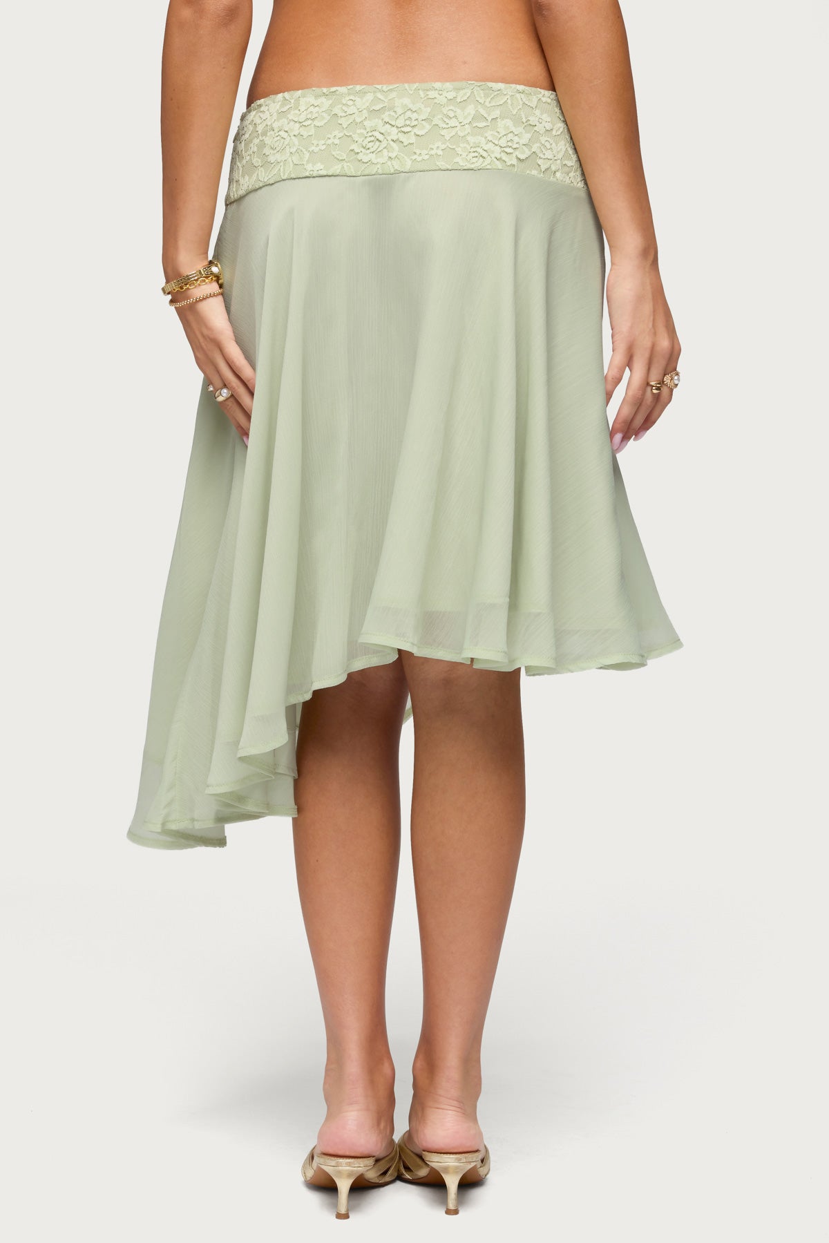 Evia Lacey Asymmetric Midi Skirt