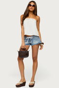 Robe Tie Denim Micro Shorts